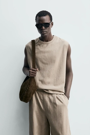 Толстовка-майка свободного кроя из текстурной ткани- Заказать в России