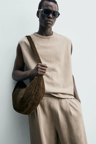 Толстовка-майка свободного кроя из текстурной ткани- Заказать в России