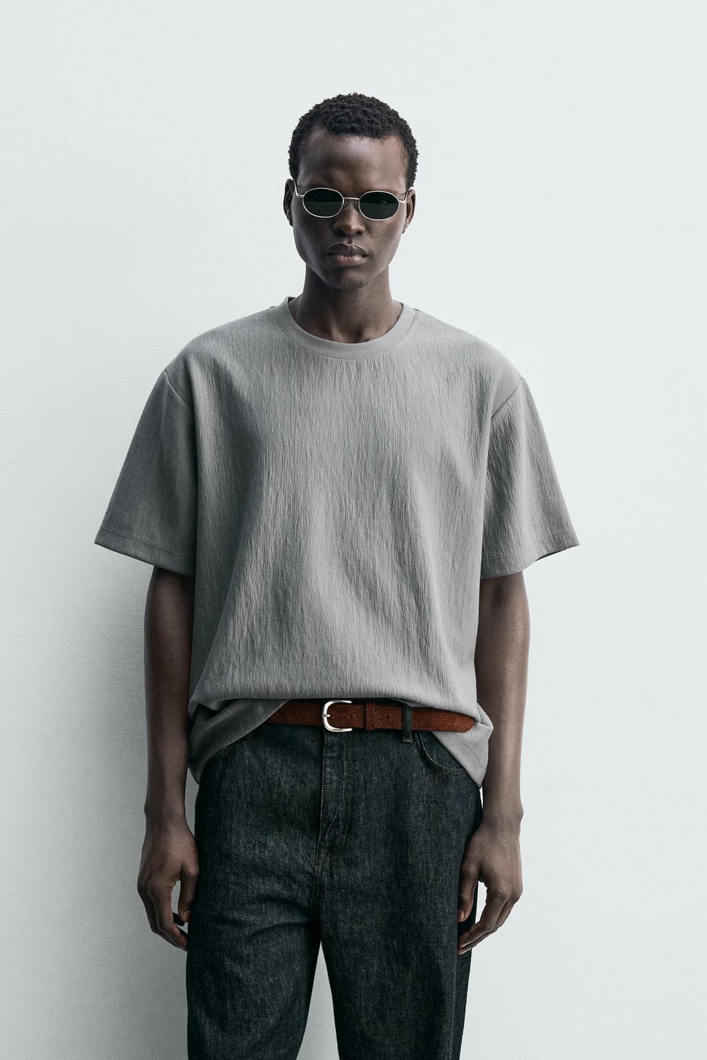 ФУТБОЛКА RELAXED FIT ИЗ РЕЛЬЕФНОЙ ТКАНИ