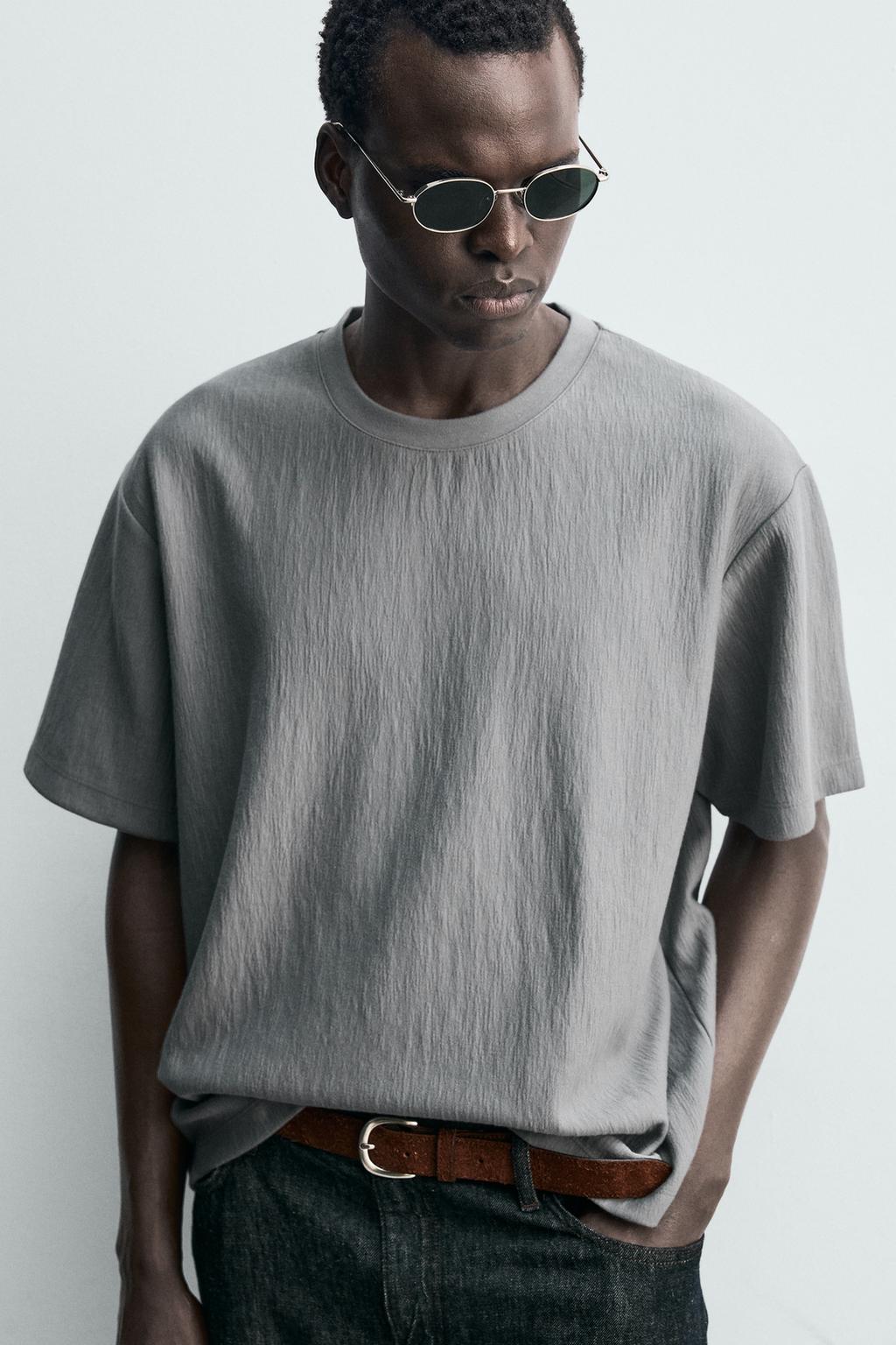 ФУТБОЛКА RELAXED FIT ИЗ РЕЛЬЕФНОЙ ТКАНИ