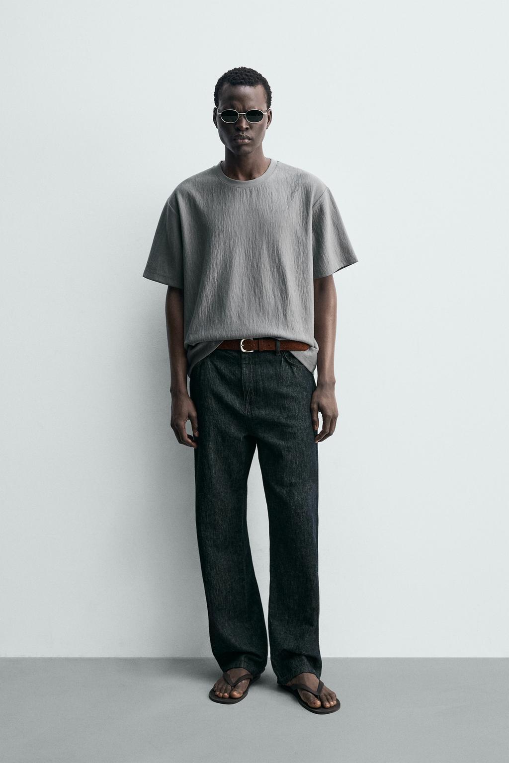 ФУТБОЛКА RELAXED FIT ИЗ РЕЛЬЕФНОЙ ТКАНИ