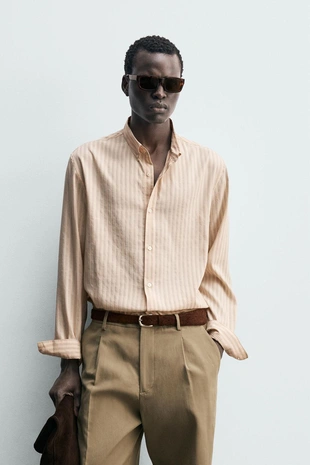 Рубашка свободного кроя в полоску- Заказать в России