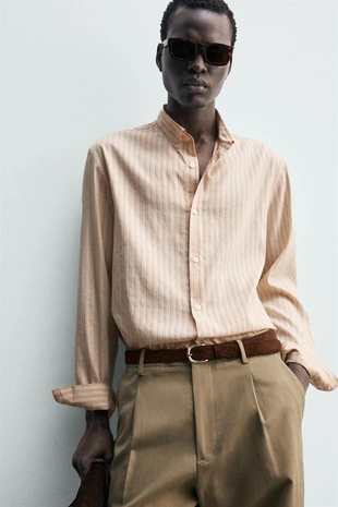 Рубашка свободного кроя в полоску- Заказать в России