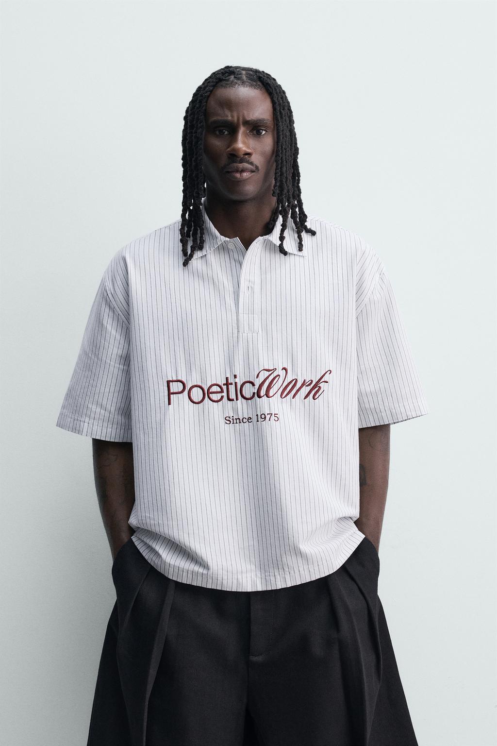 РУБАШКА ПОЛО СВОБОДНОГО КРОЯ С НАДПИСЬЮ