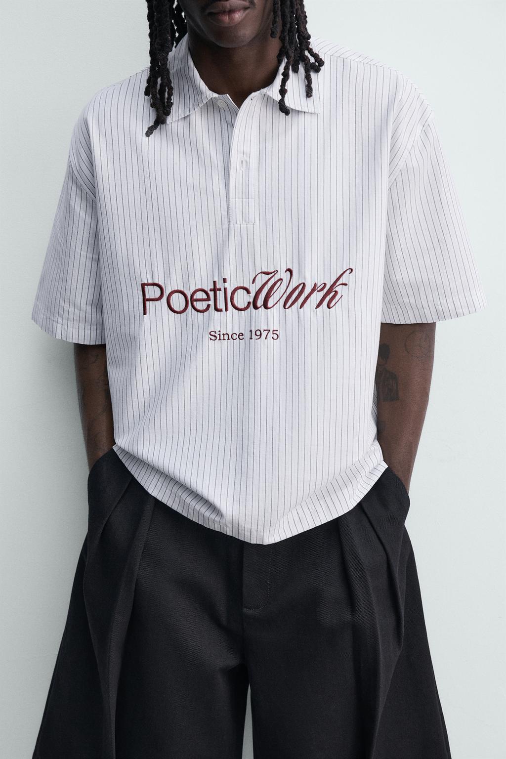 РУБАШКА ПОЛО СВОБОДНОГО КРОЯ С НАДПИСЬЮ