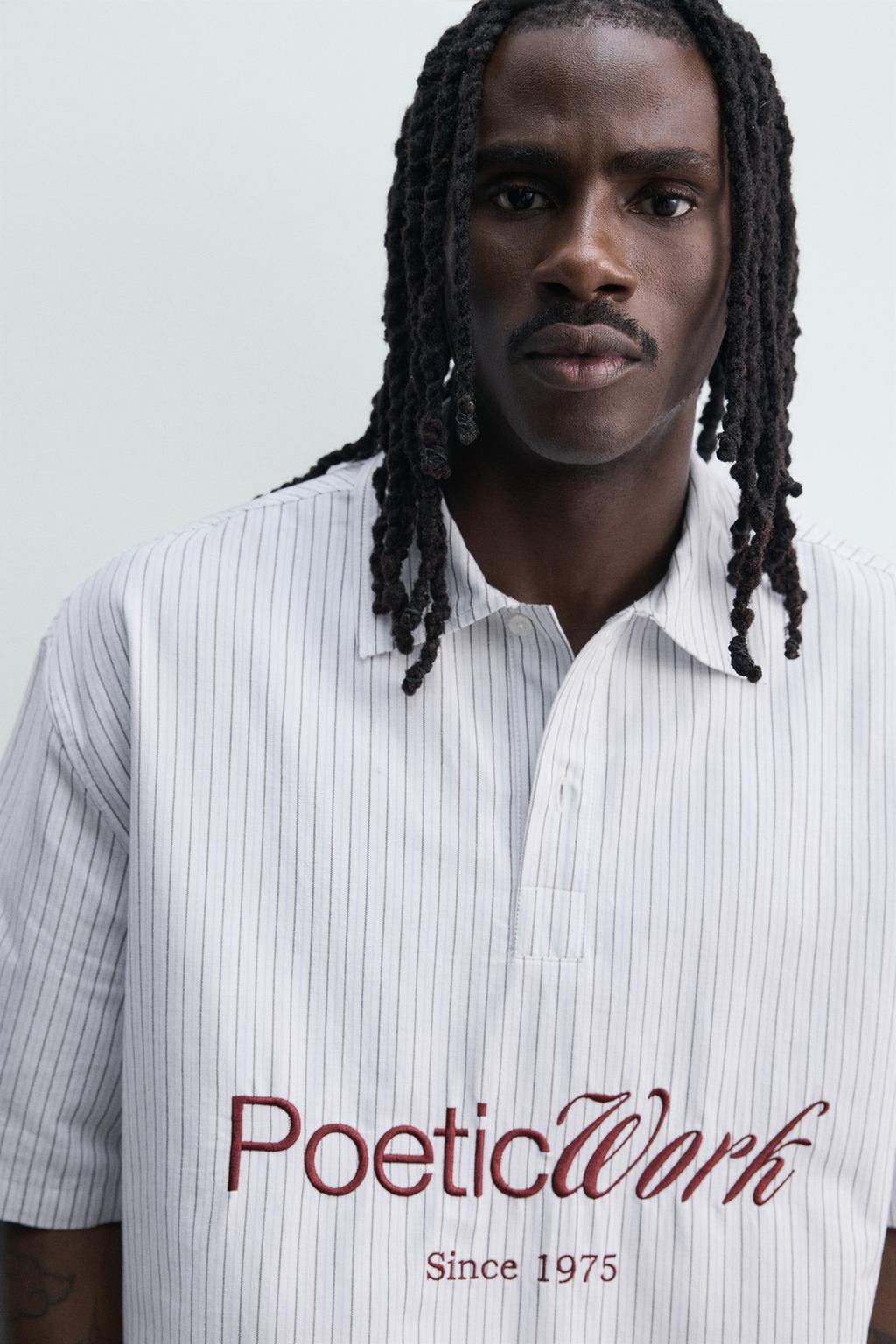 РУБАШКА ПОЛО СВОБОДНОГО КРОЯ С НАДПИСЬЮ