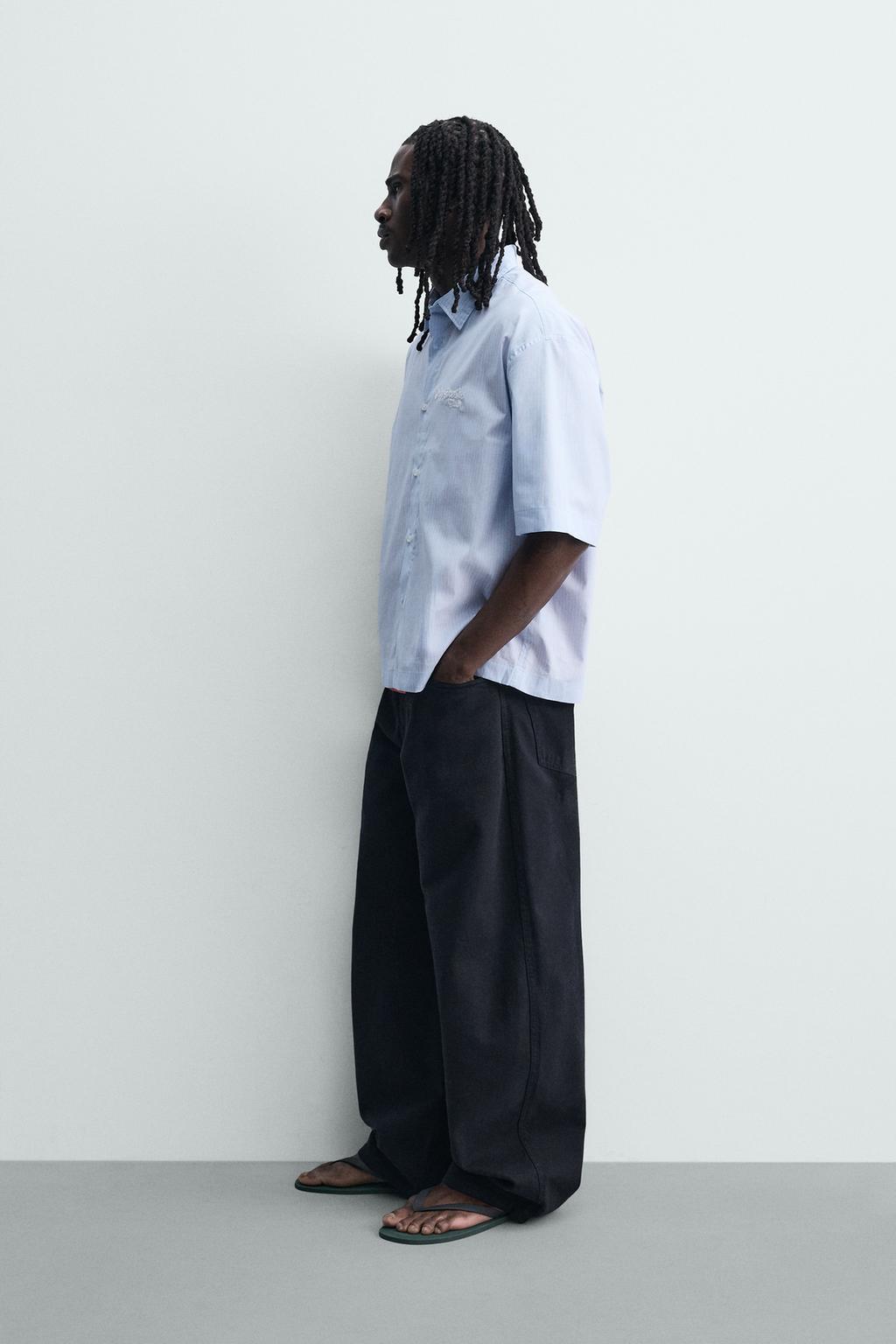 РУБАШКА В ПОЛОСКУ С КОМБИНИРОВАННЫМ ПРИНТОМ