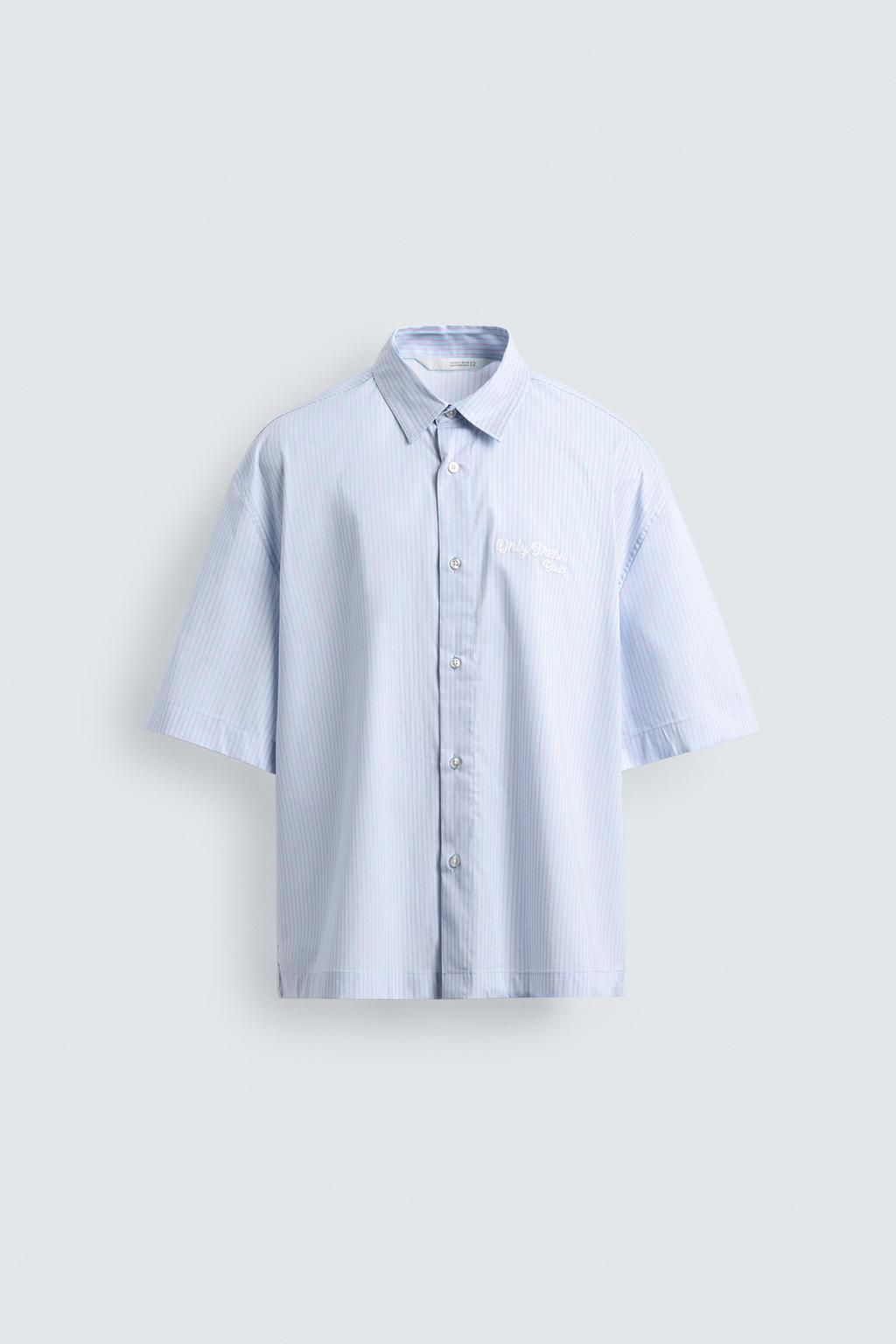 РУБАШКА В ПОЛОСКУ С КОМБИНИРОВАННЫМ ПРИНТОМ