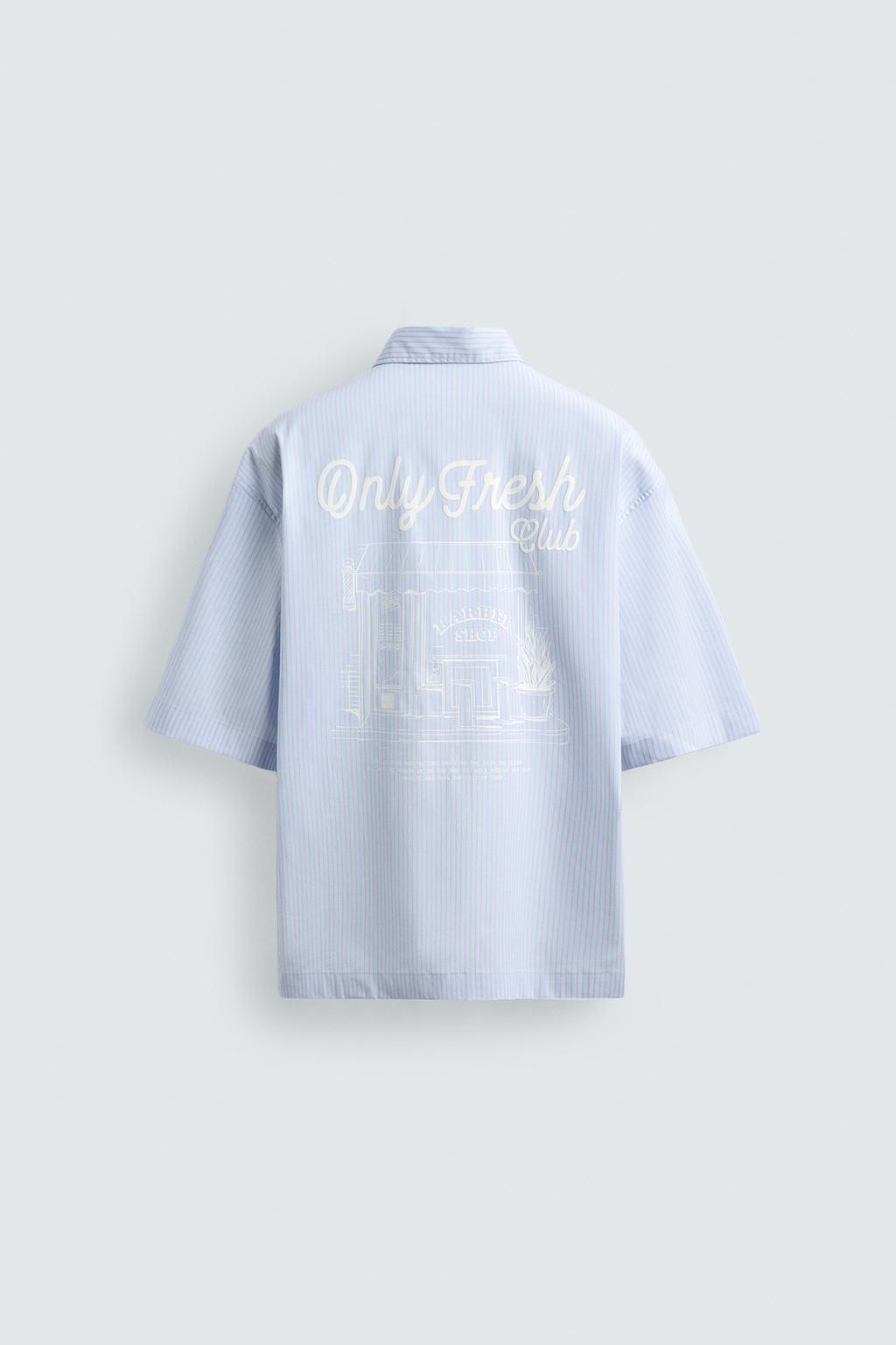 РУБАШКА В ПОЛОСКУ С КОМБИНИРОВАННЫМ ПРИНТОМ