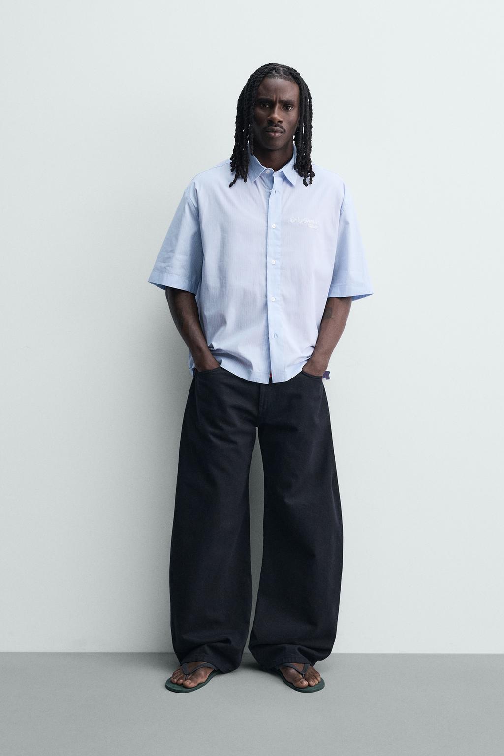 РУБАШКА В ПОЛОСКУ С КОМБИНИРОВАННЫМ ПРИНТОМ