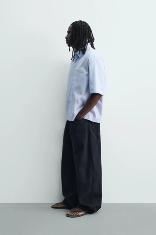 Рубашка в полоску с комбинированным принтом