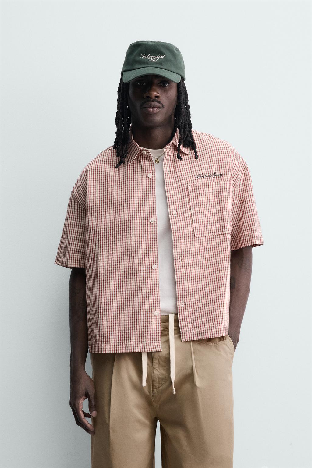 РУБАШКА BOXY FIT В КЛЕТКУ С ВЫШИВКОЙ