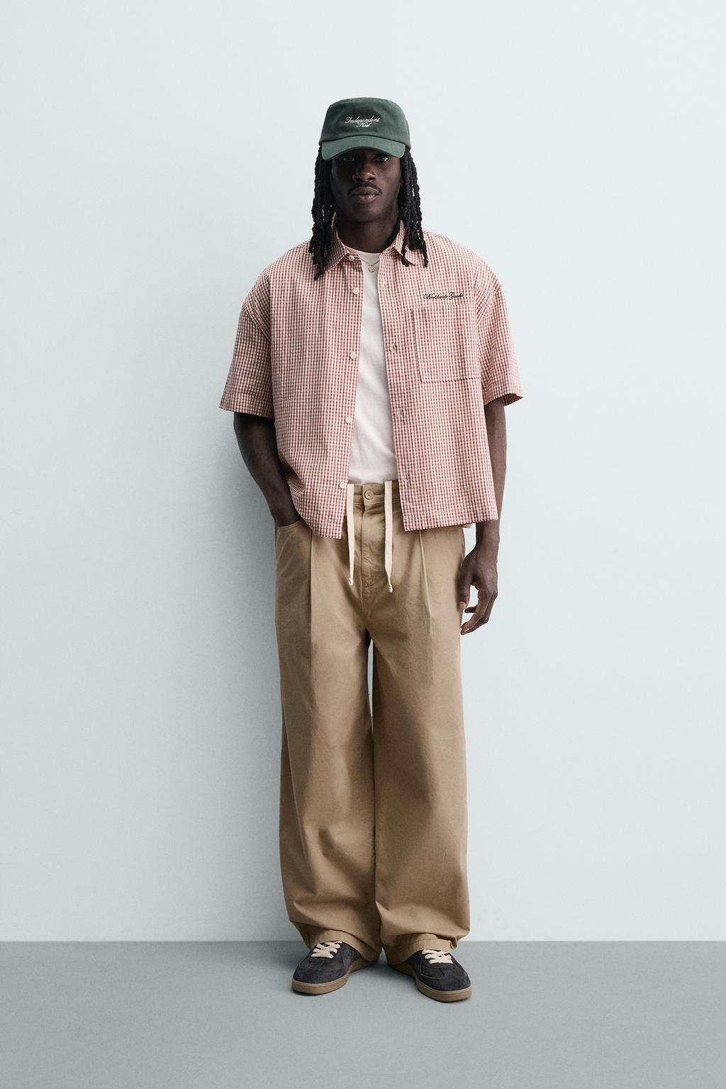 РУБАШКА BOXY FIT В КЛЕТКУ С ВЫШИВКОЙ