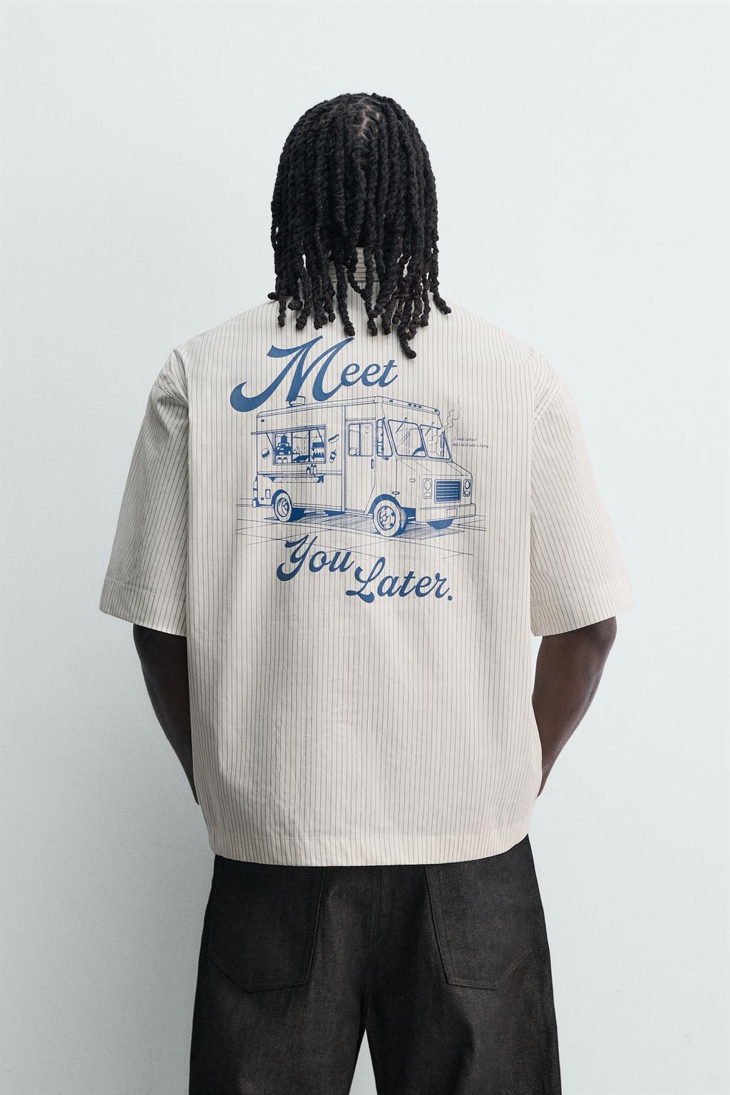 РУБАШКА В ПОЛОСКУ С КОМБИНИРОВАННЫМ ПРИНТОМ