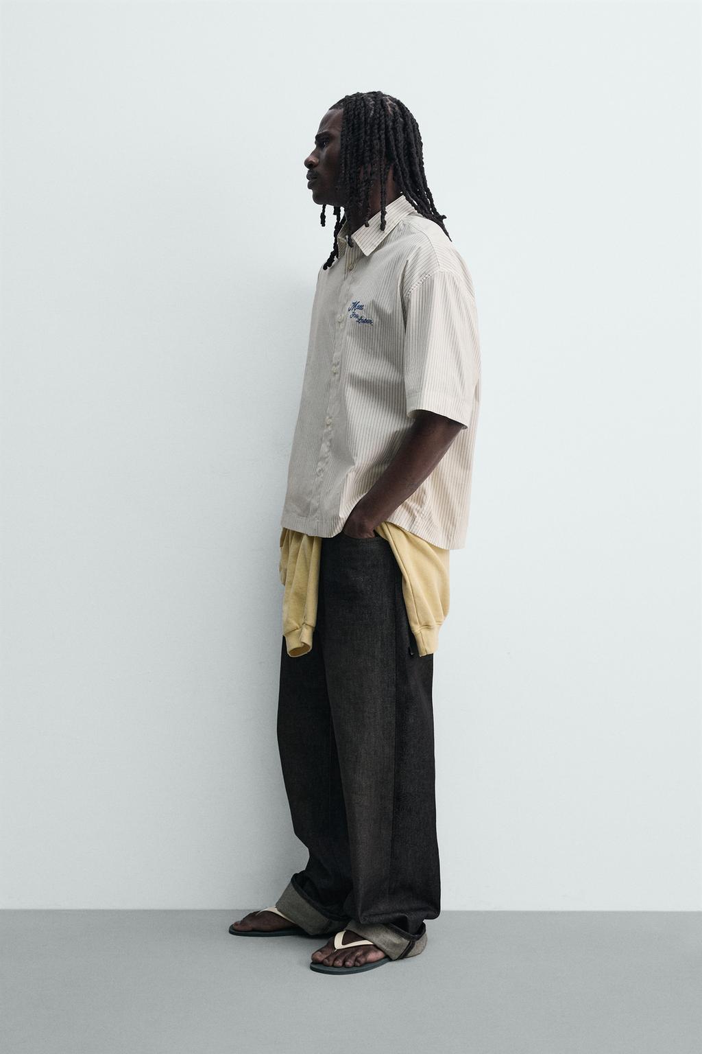 РУБАШКА В ПОЛОСКУ С КОМБИНИРОВАННЫМ ПРИНТОМ