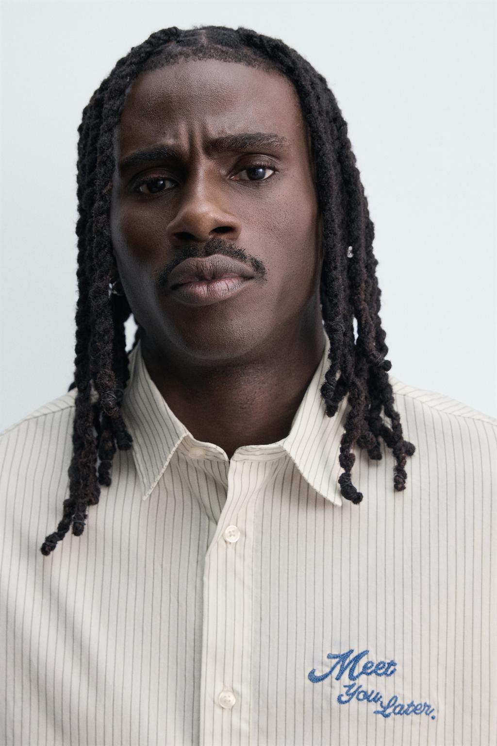 РУБАШКА В ПОЛОСКУ С КОМБИНИРОВАННЫМ ПРИНТОМ