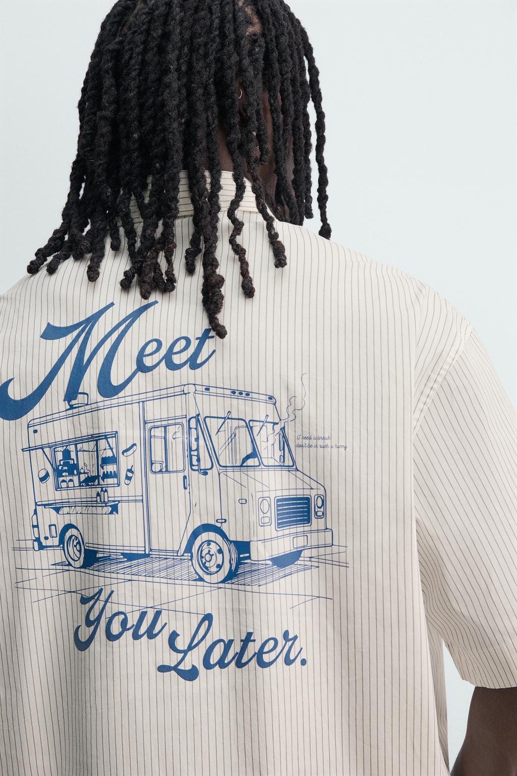 РУБАШКА В ПОЛОСКУ С КОМБИНИРОВАННЫМ ПРИНТОМ