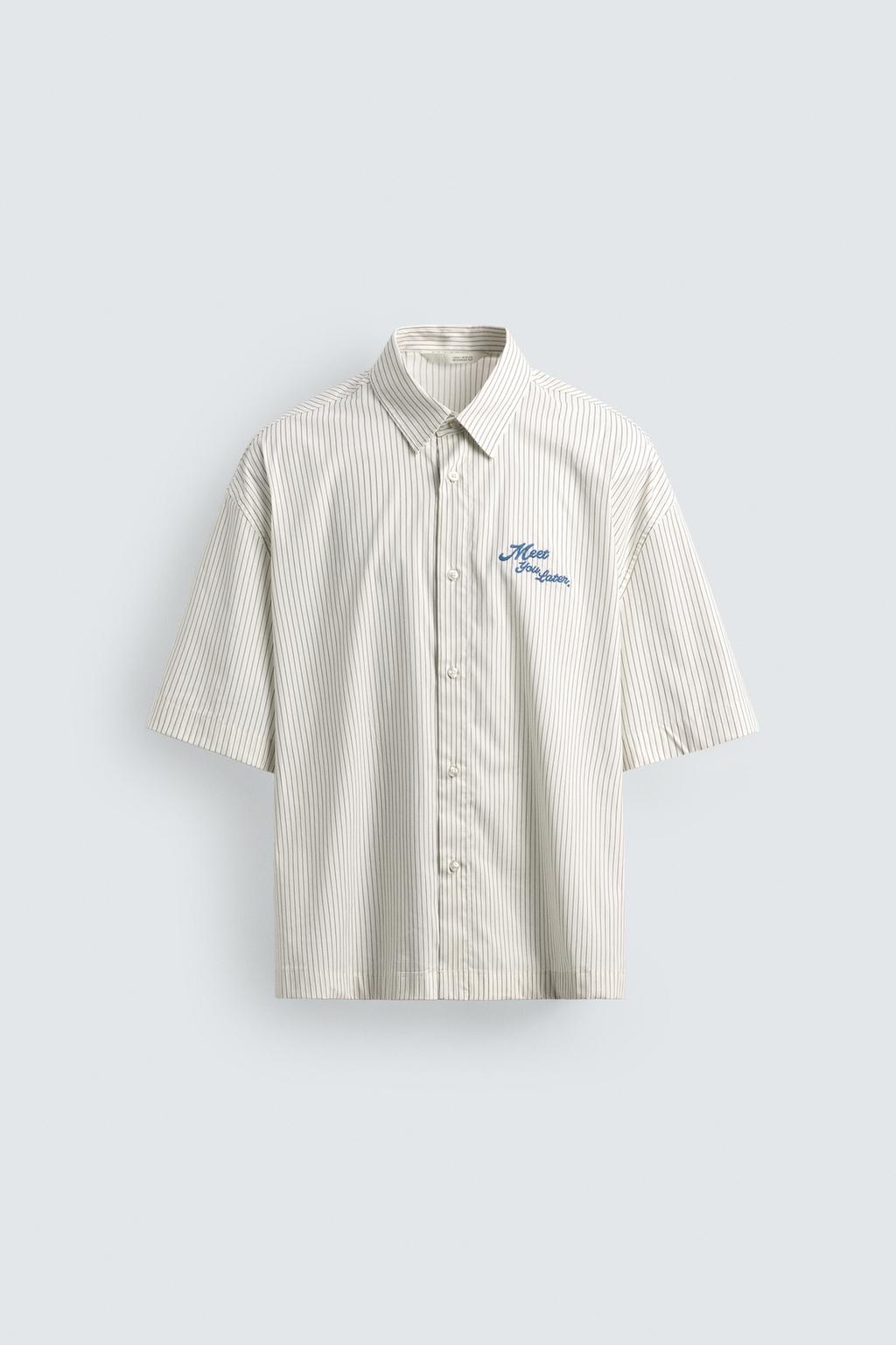 РУБАШКА В ПОЛОСКУ С КОМБИНИРОВАННЫМ ПРИНТОМ