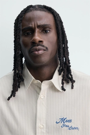 Рубашка в полоску с комбинированным принтом- Заказать в России