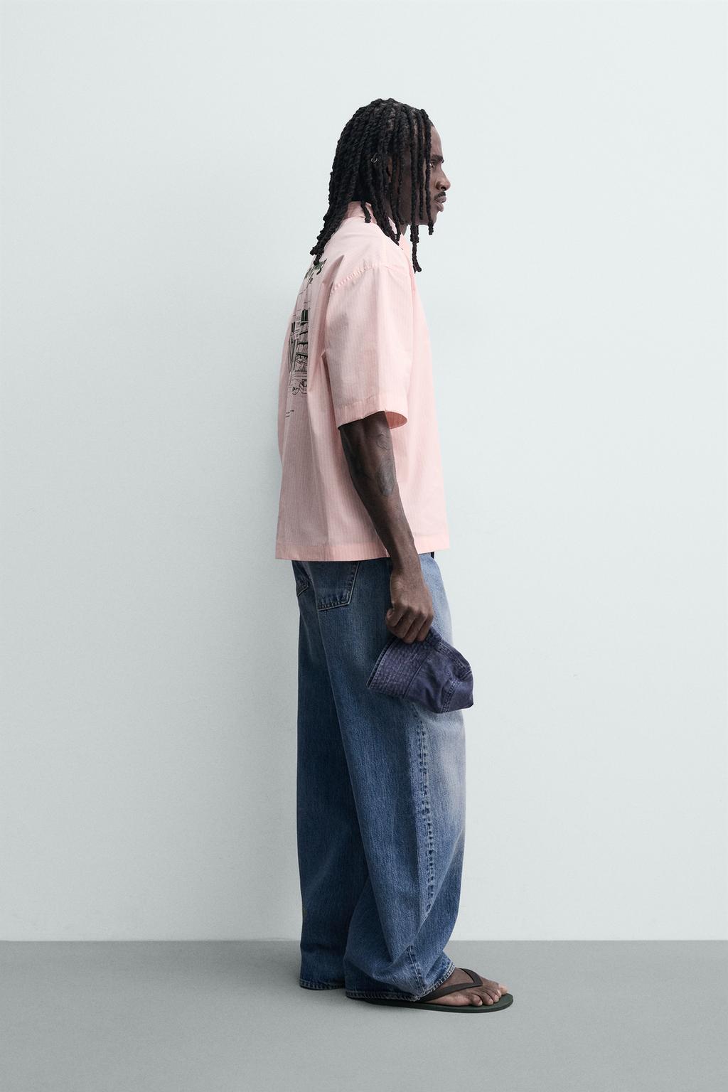 РУБАШКА В ПОЛОСКУ С КОМБИНИРОВАННЫМ ПРИНТОМ