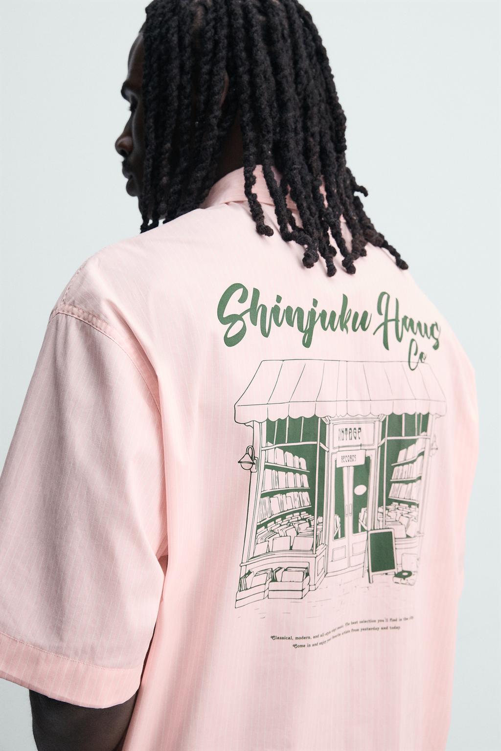 РУБАШКА В ПОЛОСКУ С КОМБИНИРОВАННЫМ ПРИНТОМ