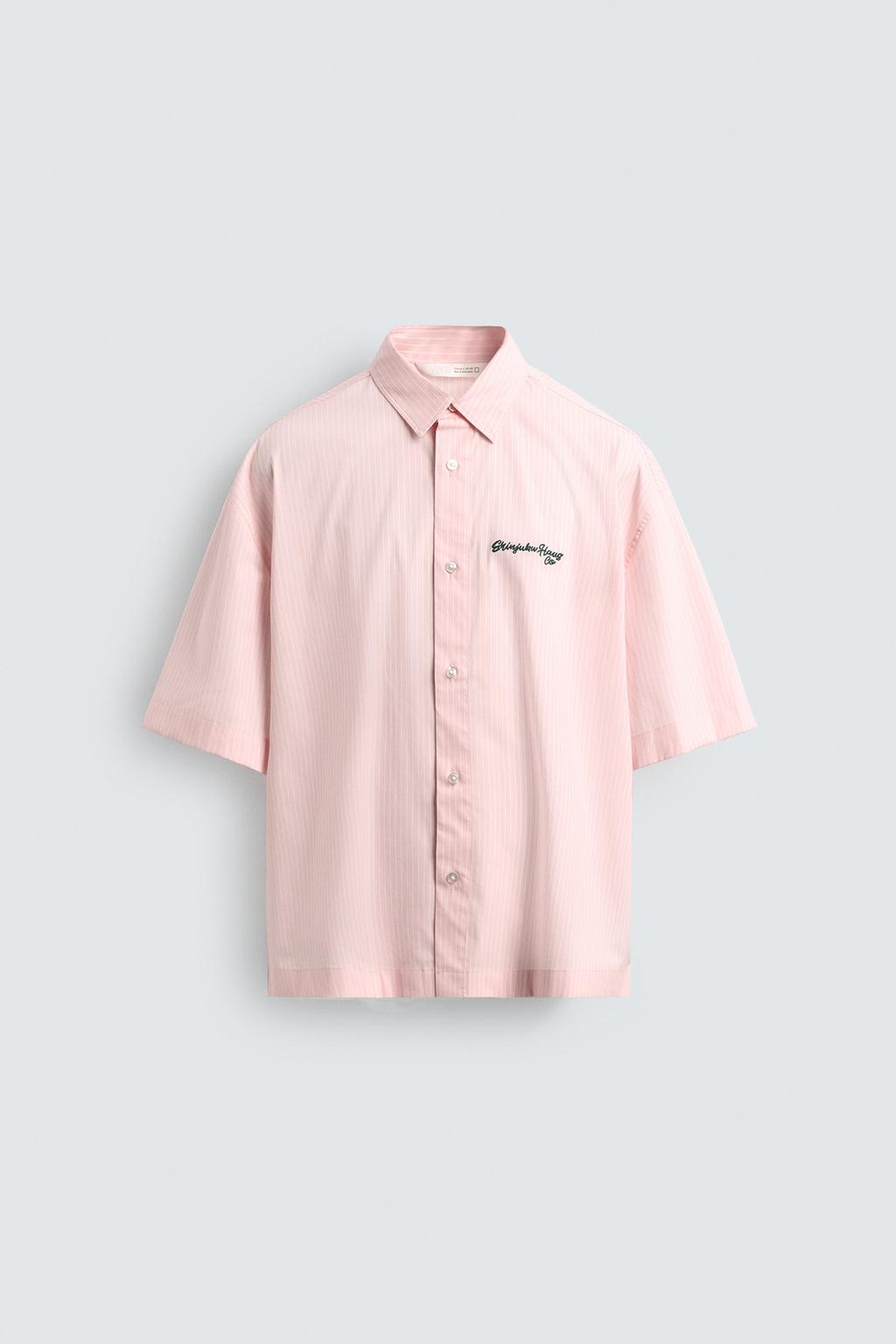 РУБАШКА В ПОЛОСКУ С КОМБИНИРОВАННЫМ ПРИНТОМ