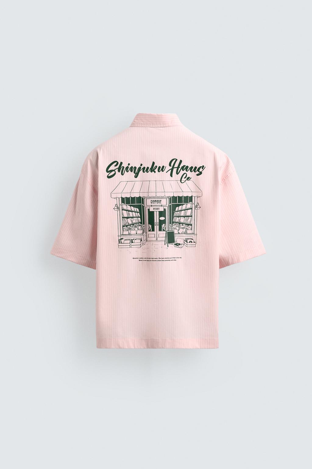 РУБАШКА В ПОЛОСКУ С КОМБИНИРОВАННЫМ ПРИНТОМ