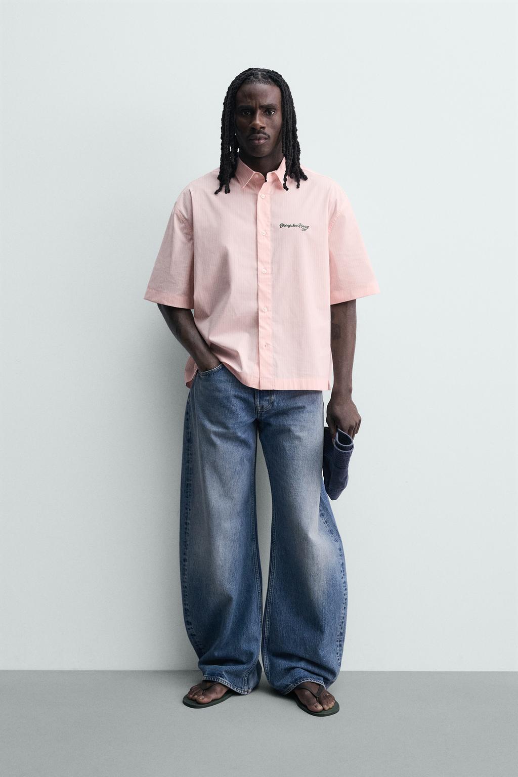 РУБАШКА В ПОЛОСКУ С КОМБИНИРОВАННЫМ ПРИНТОМ