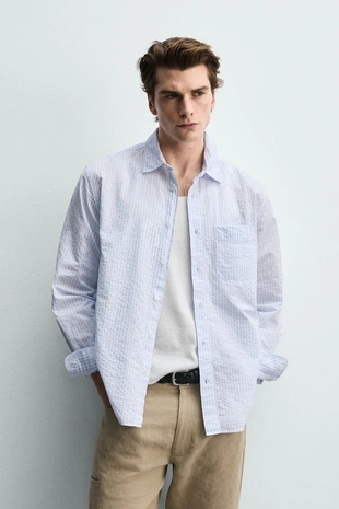 Рубашка Regular Fit в полоску- Заказать в России