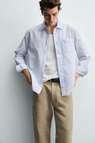 Рубашка Regular Fit в полоску- Заказать в России