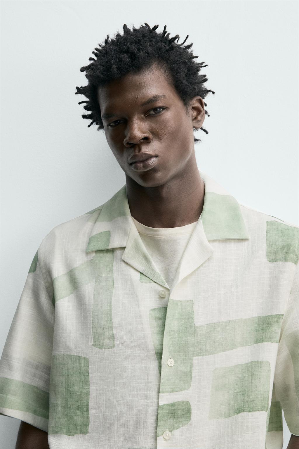 РУБАШКА СТРУЯЩЕГОСЯ ПОКРОЯ С АБСТРАКТНЫМ ПРИНТОМ