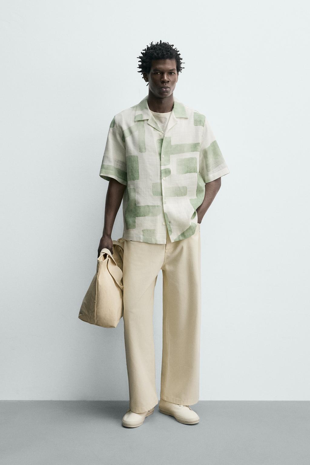 РУБАШКА СТРУЯЩЕГОСЯ ПОКРОЯ С АБСТРАКТНЫМ ПРИНТОМ