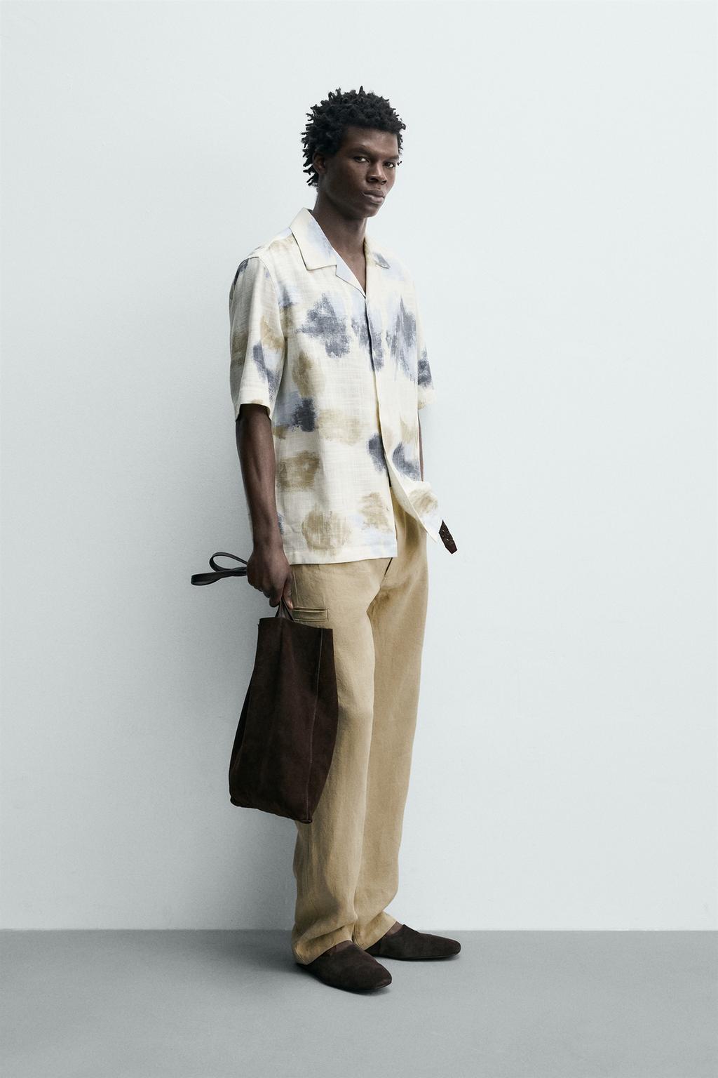 РУБАШКА СТРУЯЩЕГОСЯ ПОКРОЯ С АБСТРАКТНЫМ ПРИНТОМ