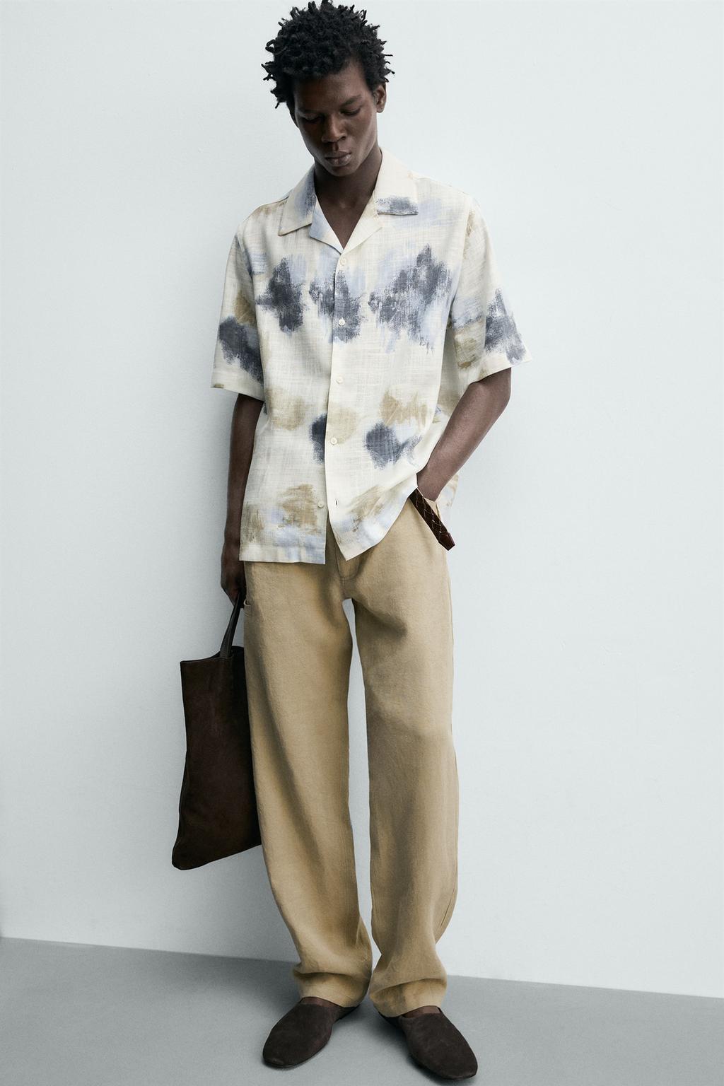 РУБАШКА СТРУЯЩЕГОСЯ ПОКРОЯ С АБСТРАКТНЫМ ПРИНТОМ