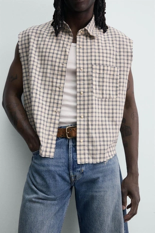 Рубашка-топ Boxy Fit в клетку- Заказать в России