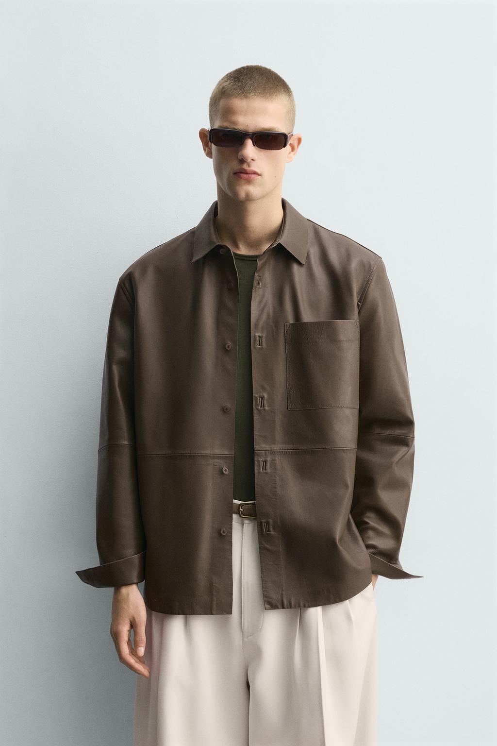 КОЖАНАЯ РУБАШКА С КАРМАНОМ