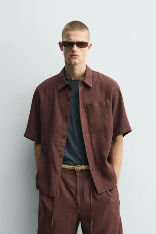 Рубашка Relaxed Fit из смеси льна- Заказать в России