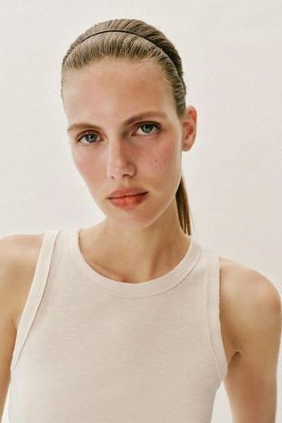 Топ в рубчик без рукавов- Заказать в России