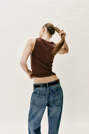 Топ в рубчик без рукавов- Заказать в России