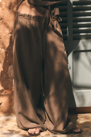 Брюки палаццо с завязками