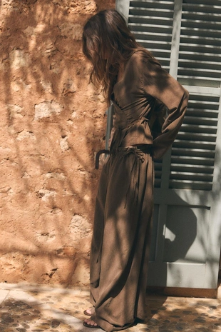 Брюки палаццо с завязками