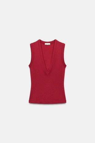 Хлопковая футболка с V-образным вырезом- Заказать в России