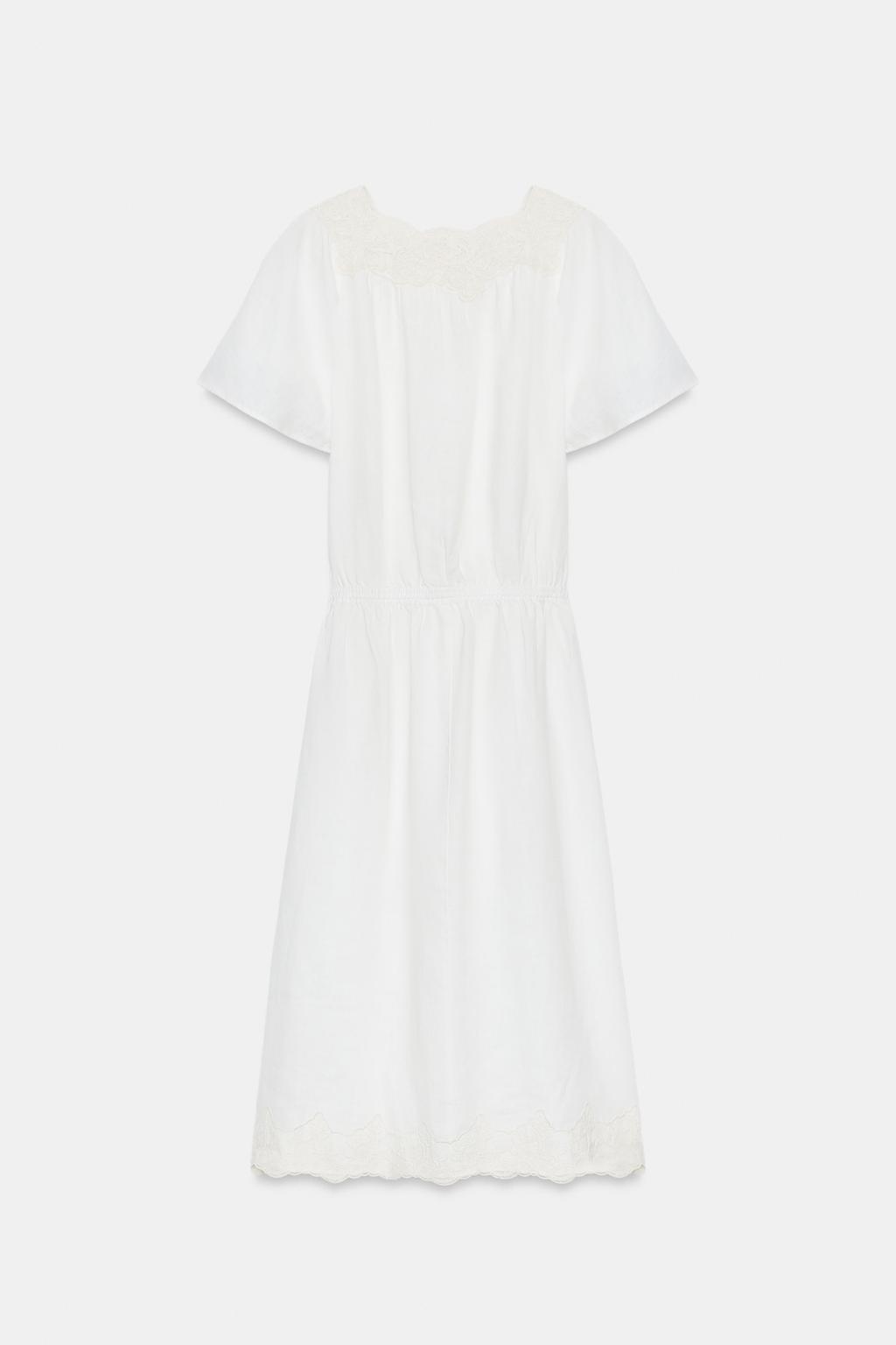 ЛЬНЯНОЕ ПЛАТЬЕ МИДИ С ВЯЗАНЫМИ ЭЛЕМЕНТАМИ — ZW COLLECTION
