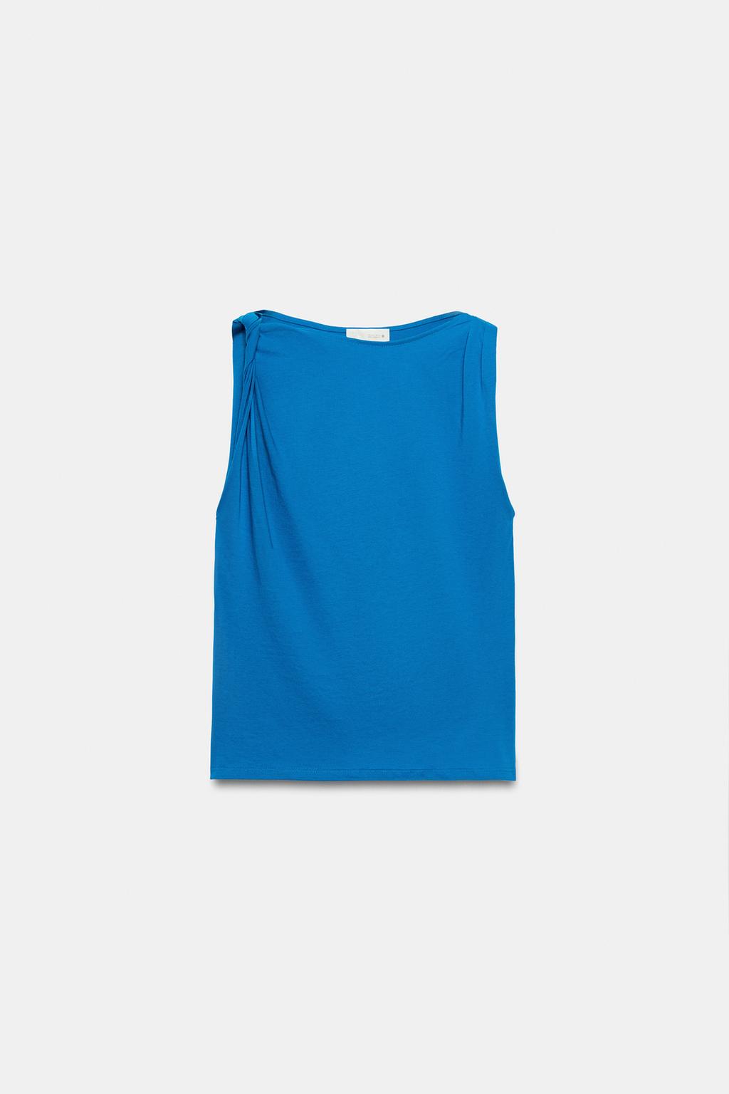 ФУТБОЛКА С ДРАПИРОВКОЙ БЕЗ РУКАВОВ