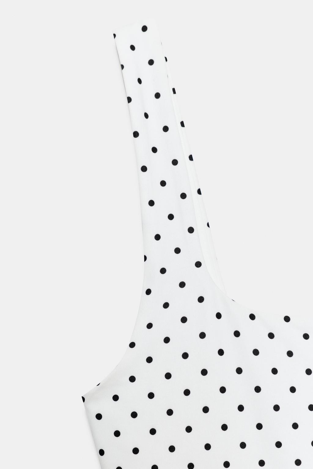 ЭЛАСТИЧНОЕ БОДИ С КВАДРАТНЫМ ВЫРЕЗОМ В ГОРОШЕК