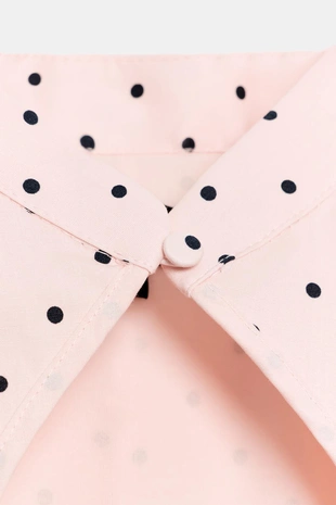 Топ в горошек с воротником-стойкой и разрезом- Заказать в России