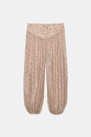 Брюки-багги с пайетками- Заказать в России