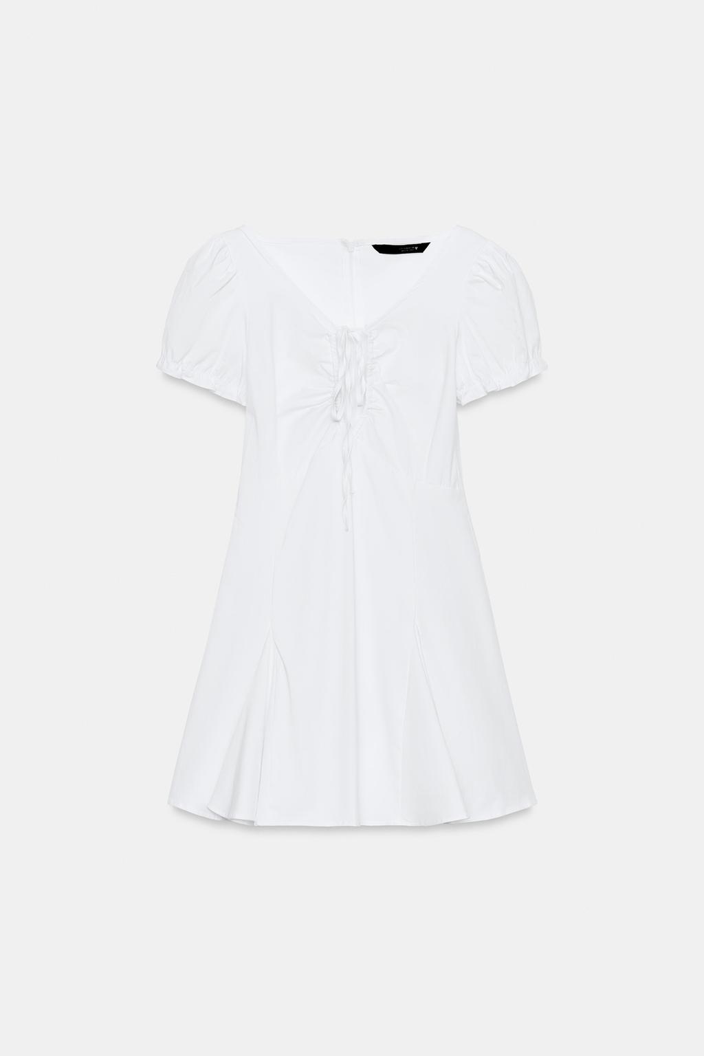 КОРОТКОЕ ПЛАТЬЕ ИЗ ПОПЛИНА С РАЗРЕЗОМ