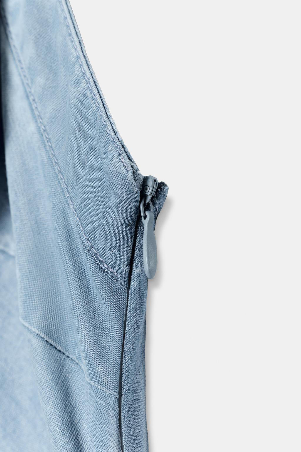 ДЖИНСОВОЕ ПЛАТЬЕ TRF АСИММЕТРИЧНОЕ С ВОРОТНИКОМ ХАЛТЕР