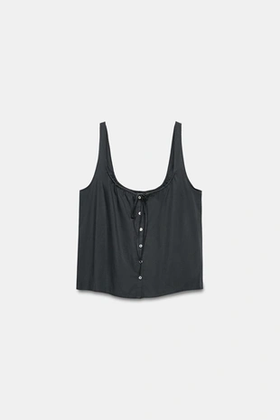 Топ из поплина с пуговицами- Заказать в России